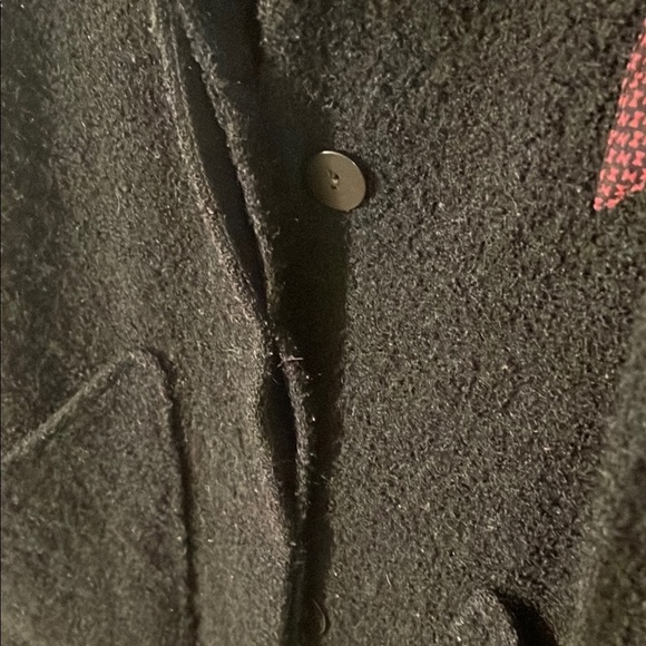 OOAK Canvasbacks Patchwork Wool Black/Red Teddy Hidden Buttons Vtg Coat - Picture 9 of 16